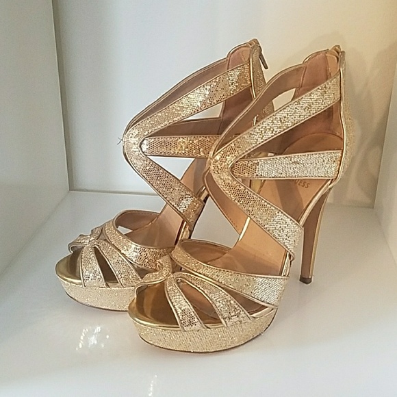 G by Guess Shoes - G by Guess Gold Glitter Heels